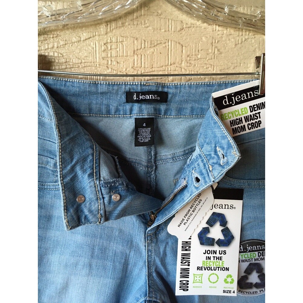 D. Jeans womens High Waist Mom Crop Jeans size 4 Light Jill 27" inseam uncuffed - Picture 4 of 7